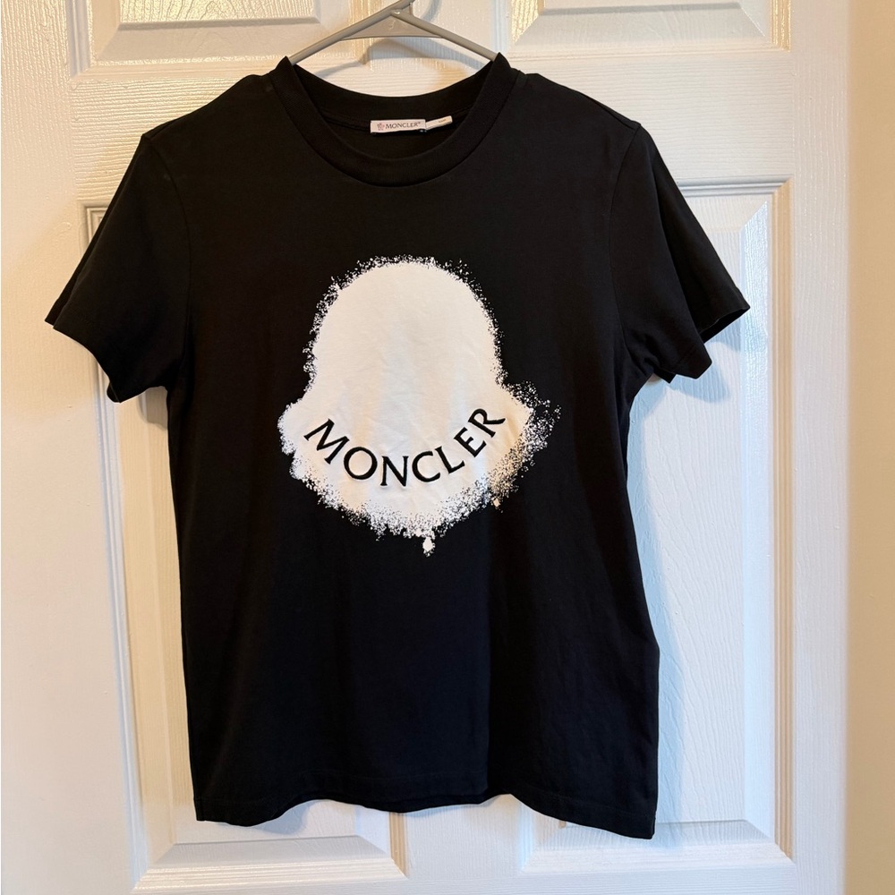 Moncler Women’s Black T-Shirt with White Logo